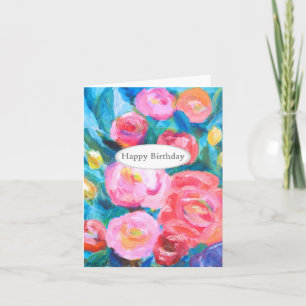 Expressionist Abstract Floral Art Pretty Birthday Card