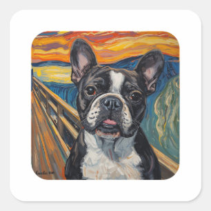 Expressionist Angst Painting–Inspired Pug Art Square Sticker