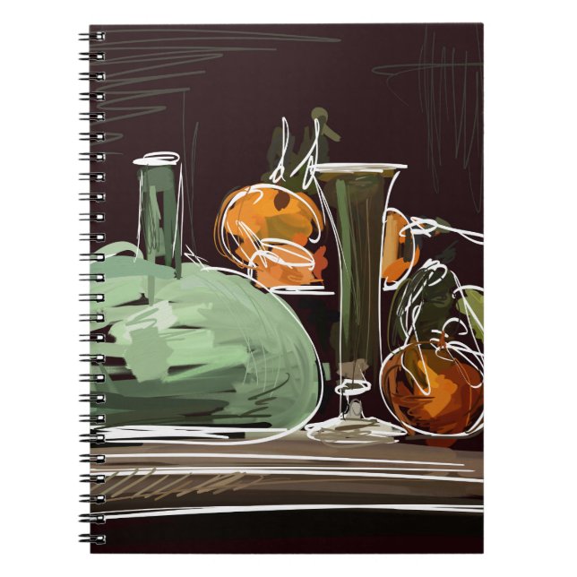Expressionist Fruit Wine Green Vase Notebook (Front)