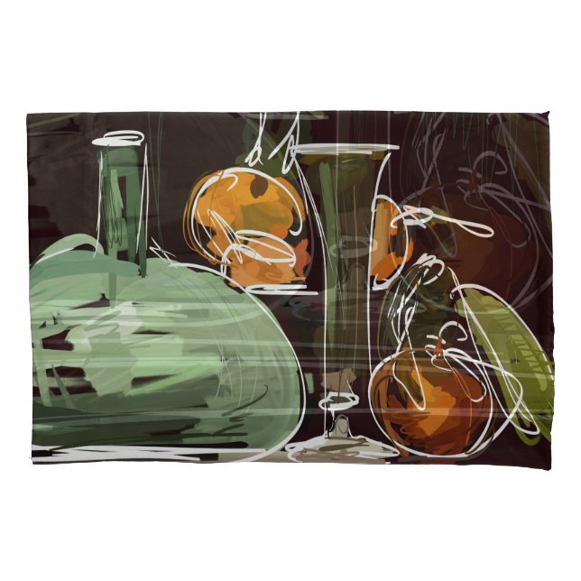 Expressionist Fruit Wine Green Vase Pillowcase (Front)