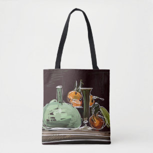 Expressionist Fruit Wine Green Vase Tote Bag