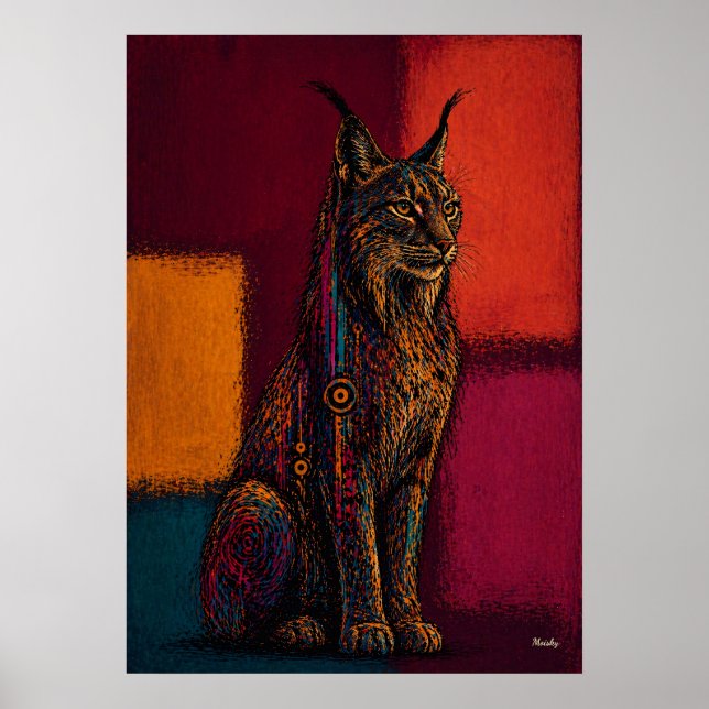Expressionist Lynx in Colour Fields Abstract Poste Poster (Front)