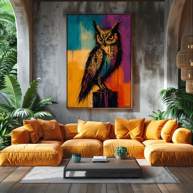 Expressionist Owl in Colour Fields Abstract Poster (Creator Uploaded)