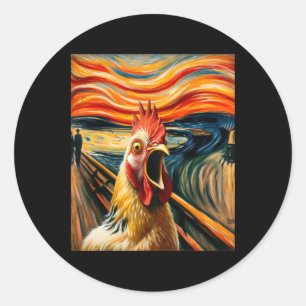 Expressionist Scream Parody Funny Painting Art Hum Classic Round Sticker