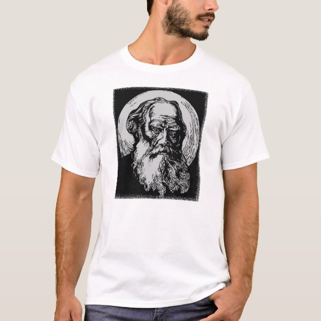 Expressionist Vector Art Leo Tolstoy T-Shirt (Front)