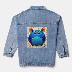 Expressive abstract animal art design colourful denim jacket