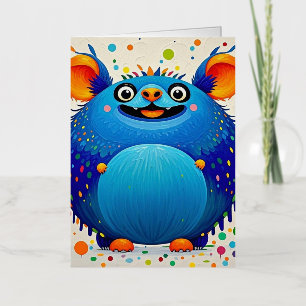 Expressive abstract animal art design colourful foil greeting card