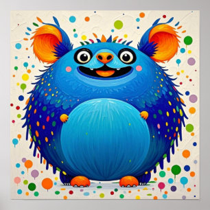 Expressive abstract animal art design colourful poster