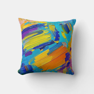 Expressive abstract art design cushion