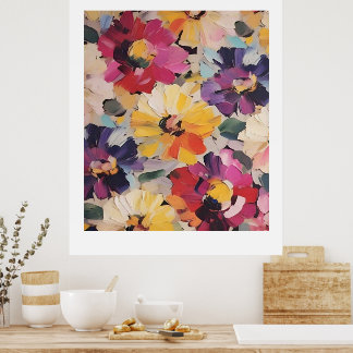 Expressive Abstract Flower Painting Poster