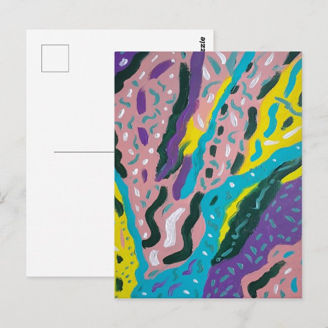 Expressive Abstract Paint in Multi-colours Postcard (Front/Back)