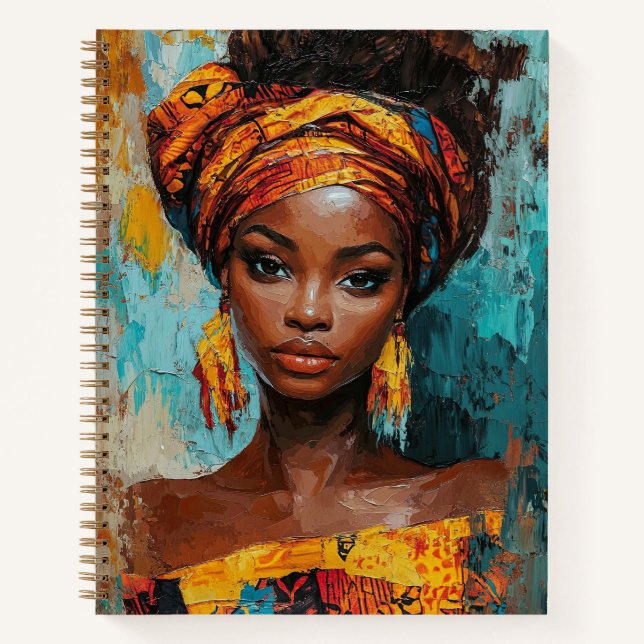 Expressive African-Inspired Portrait Notebook (Front)