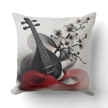 EXPRESSIVE BANJO MUSIC NOTES IN RED BLACK LINES