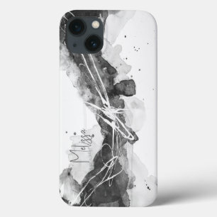 Expressive black and white abstract masculine iPhone 13 case