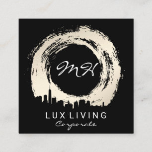 Expressive Brushed & Cityscape Square Business Card
