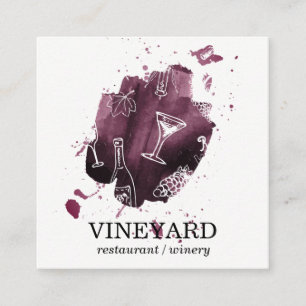 Expressive Brushed Texture / Wine Pattern Square Business Card
