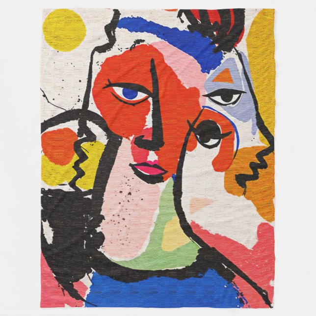 Expressive Brushstrokes Modern Style Abstract Art Fleece Blanket (Front)