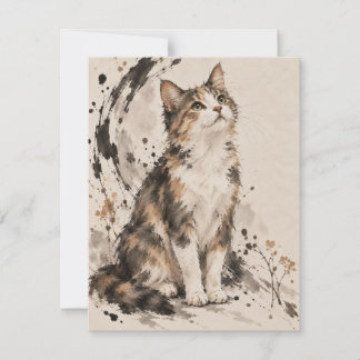 Expressive Cat Ink Wash Mixed Media Card