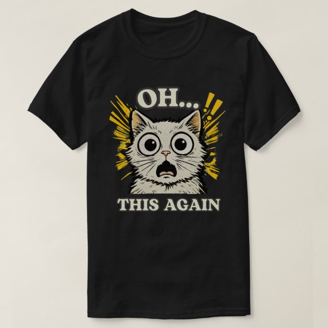 Expressive Cat Reaction Illustration Design T-Shirt (Design Front)