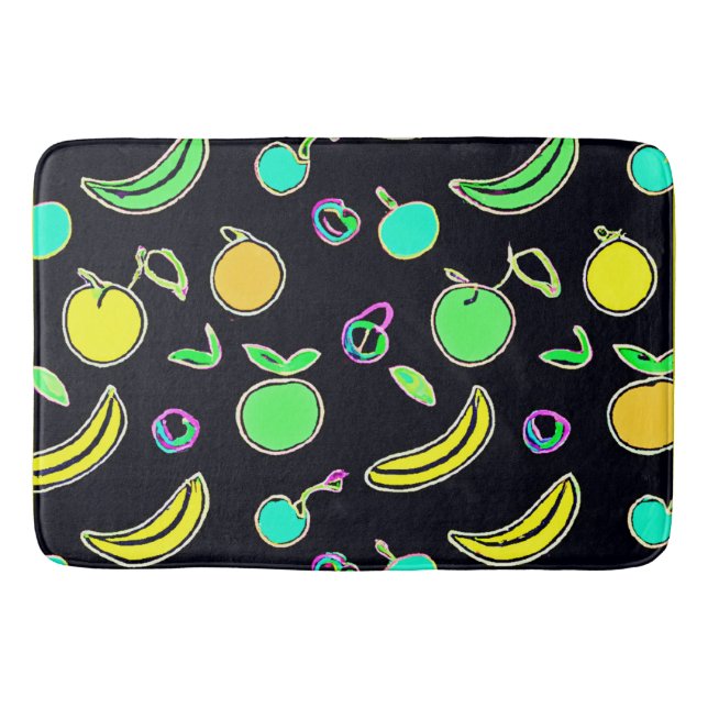 Expressive Colourful Fruits Neon Artwork Bath Mat (Front)