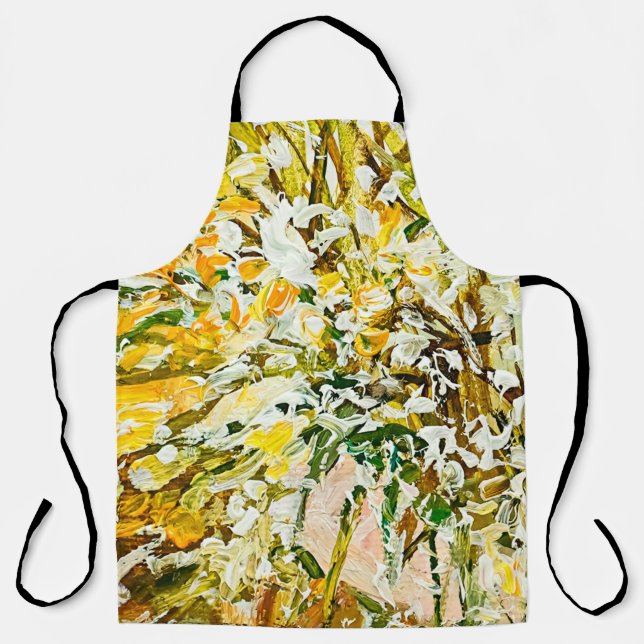 Expressive embossed paint on canvas, created using apron (Front)