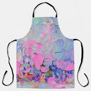 Expressive embossed paint on canvas, created using apron