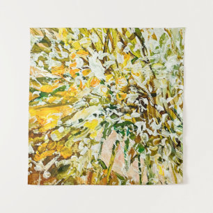 Expressive embossed paint on canvas, created using tapestry