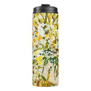 Expressive embossed paint on canvas, created using thermal tumbler