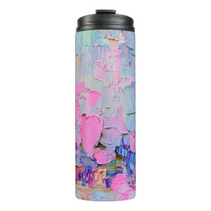 Expressive embossed paint on canvas, created using thermal tumbler