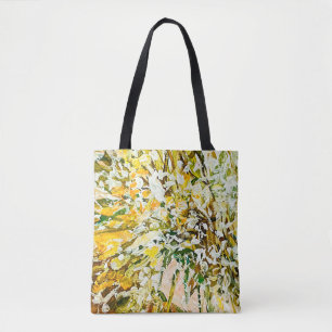Expressive embossed paint on canvas, created using tote bag