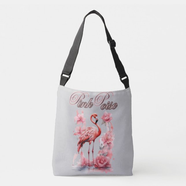 Expressive Flamingo | Watercolor Elegance Crossbody Bag (Front)