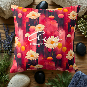 Expressive Floral Pattern in Red and Coral Tones Cushion