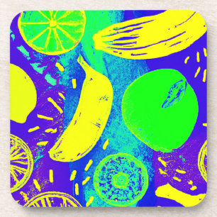 Expressive Fruits Neon Colour Pattern Art Coaster