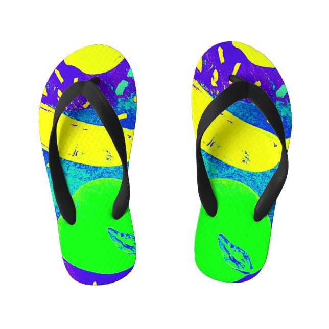 Expressive Fruits Neon Colour Pattern Art Kid's Thongs (Footbed)