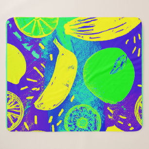 Expressive Fruits Neon Colour Pattern Art Sherpa Blanket