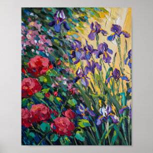 Expressive Heavy Impasto Floral Oil Painting Poster