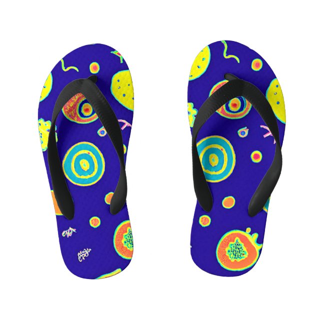 Expressive Neon Fruit Artistry Pattern Kid's Thongs (Footbed)