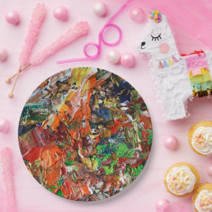Expressive Paint Stroke from Artist Palette Paper Plate