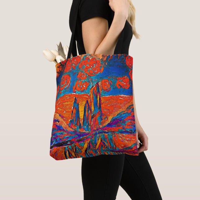 Expressive Roses in the Sky Tote Bag (Close Up)