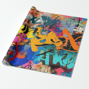 Expressive Street Art Mural in Bright Urban Colour Wrapping Paper