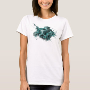Expressive Teal Abstract Cubes Designer Graphic T-Shirt
