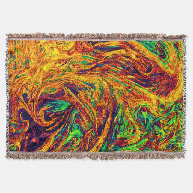 Expressive Vibrant Colour Pattern Throw Blanket (Front)
