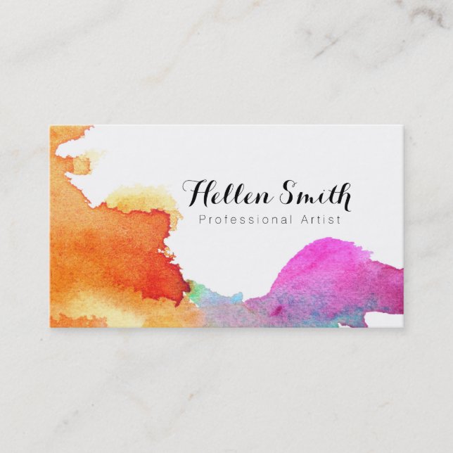 Expressive Watercolor Business Card (Front)