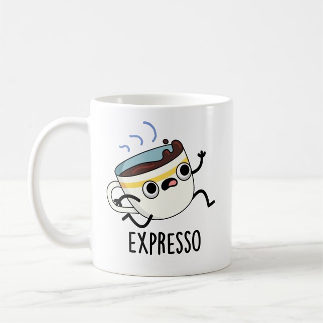 Expresso Funny Running Coffee Pun  Coffee Mug (Left)
