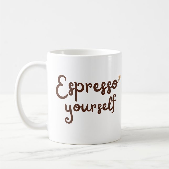 Expresso yourself cute typography coffee mug (Left)