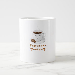 Expresso Yourself – Funny Smiling Coffee Tee Large Coffee Mug