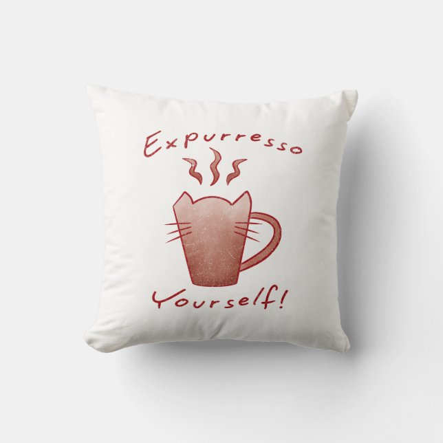 Expurresso Yourself Cats And Coffee Cushion (Front)