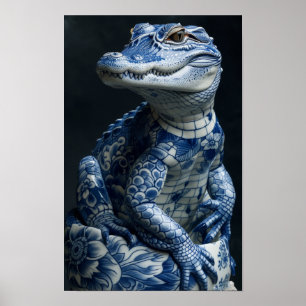 Exquisite Albino Alligator Art Poster – Intricate