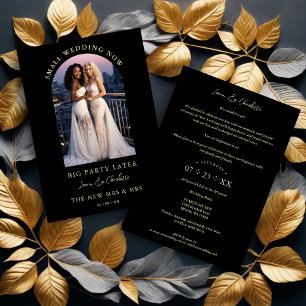Exquisite Arch Photo Frame in Black Eloped Invitation