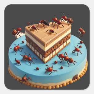 Exquisite Art - Cake and Ants Square Sticker
